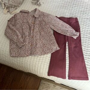 Toddler girl H&M Pink Floral Shirt and Pants Set, 18 months